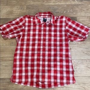 The North Face red fishing flannel